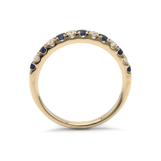 ReMARKable Designs Color Gemstone Band in 14 Karat Yellow Gold with 6 Round Diamonds, Clarity: SI1, Color: G/H, 0.15ctw