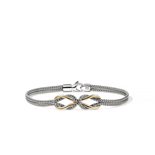 John Hardy Love Knot Collection Foxtail Bracelet (No Stones) in Sterling Silver - 14 Karat White - Yellow