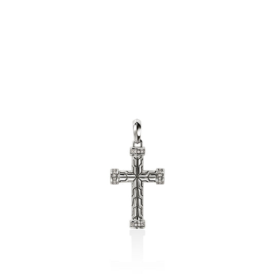 John Hardy ICON Collection Natural Diamond Necklace in Sterling Silver White