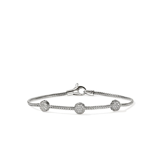 John Hardy Essentials Collection Natural Diamond Bracelet in Sterling Silver White with 0.45ctw G/H SI1 Round Diamond