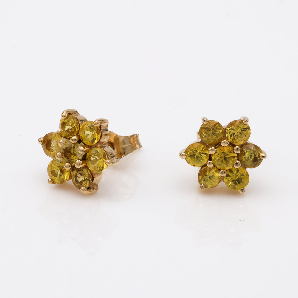 Yellow gold earrings with simulated citrines.