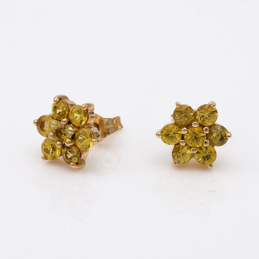 Yellow gold earrings with simulated citrines.