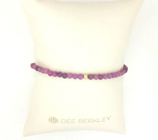 Stretch Color Gemstone Bracelet in Gold Filled Yellow Round Ruby