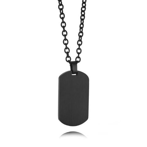 Black stainless steel necklace with cross motif.