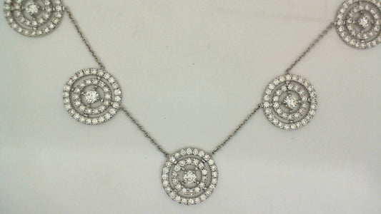 Natural Diamond Necklace in 18 Karat White with 7.19ctw Round Diamond