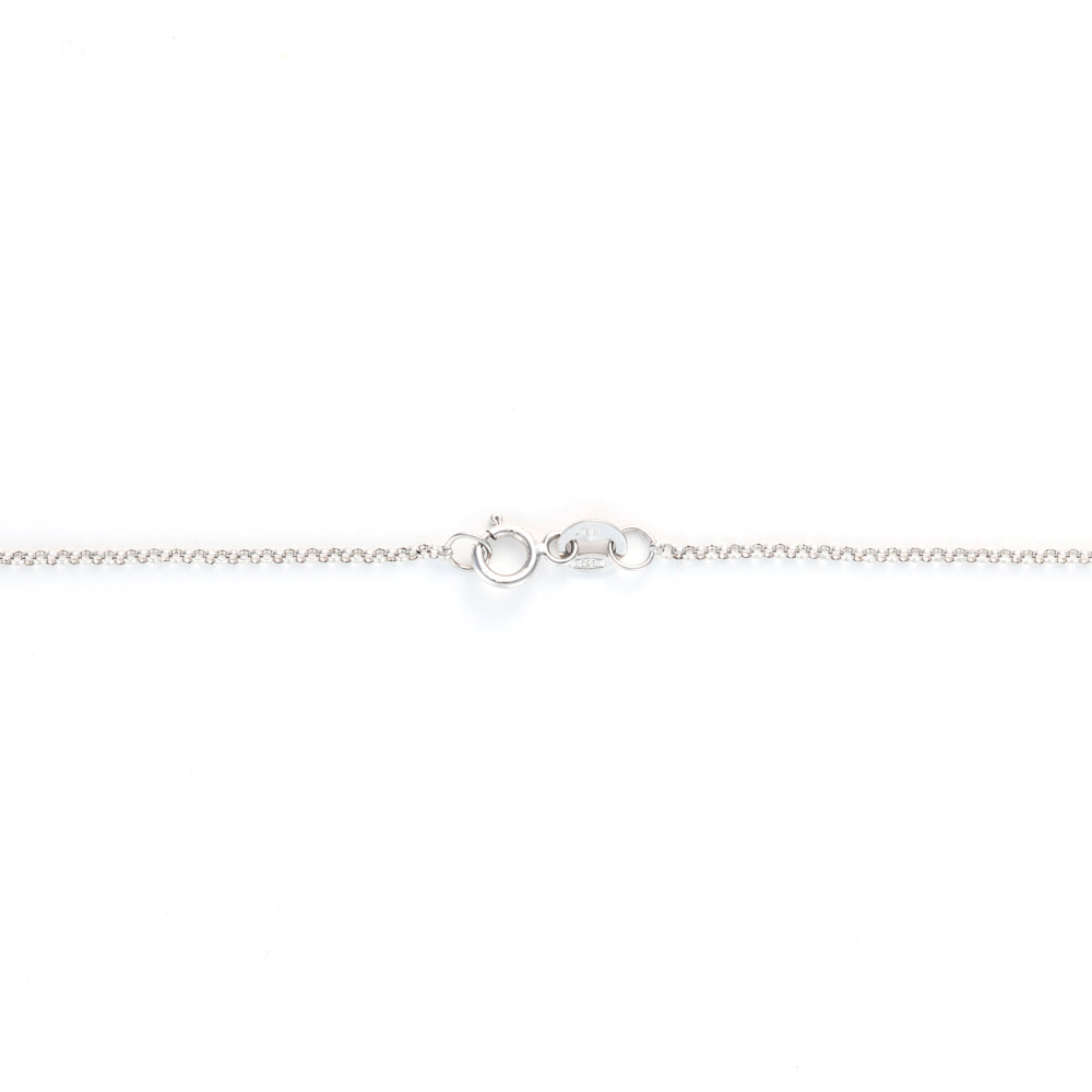 14K white gold cable link chain.