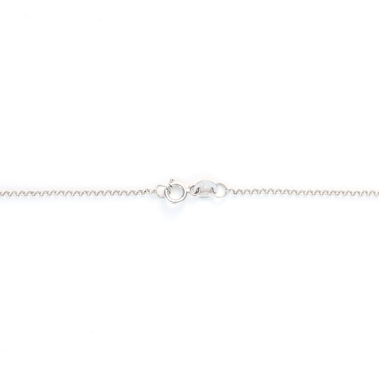 14K white gold cable link chain.
