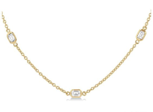 Natural Diamond Necklace in 14 Karat Yellow with 1.00ctw Emerald Diamonds