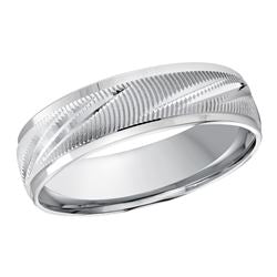 14K white gold band, diamond-cut design.