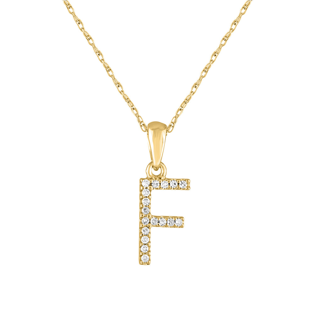 Gold necklace with diamond letter 