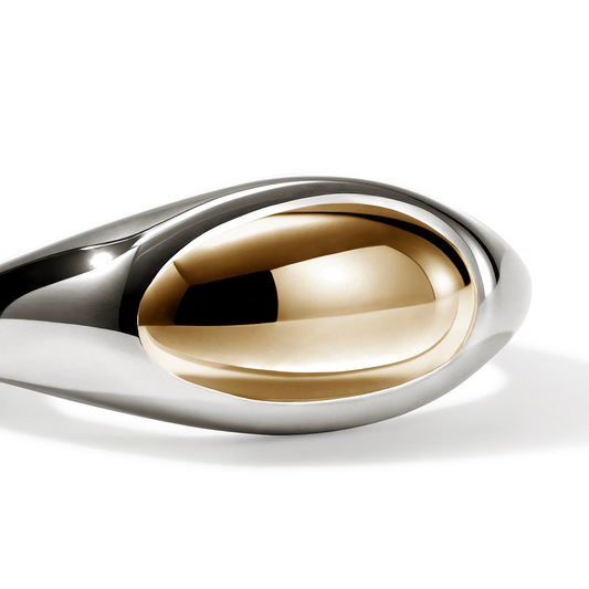 John Hardy Fashion Ring (No Stones) in Sterling Silver 14 Karat White Yellow