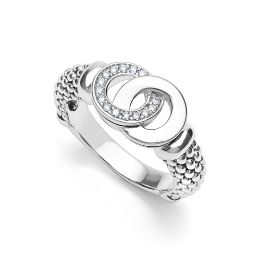 LAGOS Signature Caviar Collection Natural Diamond Ring in Sterling Silver with 0.10ctw G/H SI1-SI2 Round Diamonds