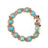 M Estate Collection Alternating Link Color Gemstone Bracelet in 14 Karat Yellow with 11 Cabochon Turquoises