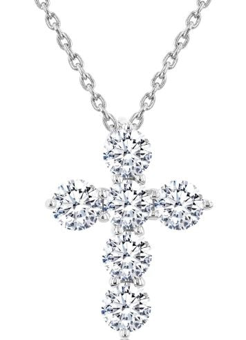 Natural Diamond Necklace in 14 Karat White with 1.00ctw Round Diamonds