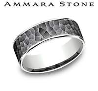 Hammered tantalum and white-grey carved band.