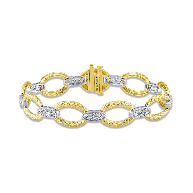 Two-tone diamond open link bracelet.