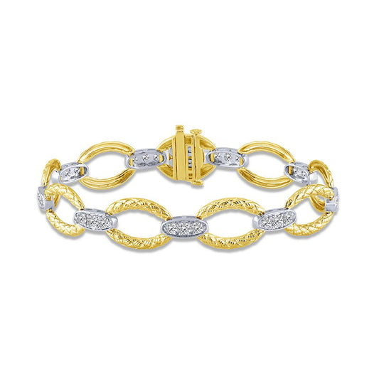 Two-tone diamond open link bracelet.