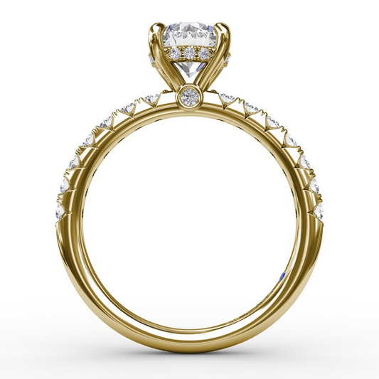 Fana Hidden Accent Natural Diamond Semi-Mount Engagement Ring in 14 Karat Yellow Gold with 16 Round Diamonds, 0.42ctw