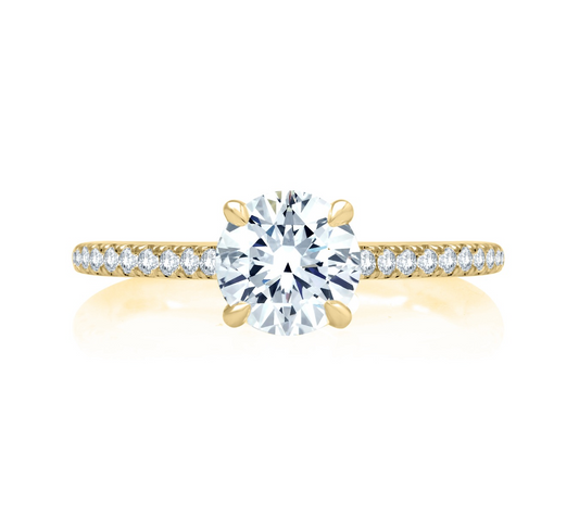 A. Jaffe Hidden Accent Natural Diamond Semi-Mount Engagement Ring in 14 Karat White Gold with 36 Round Diamonds, 0.24ctw, Color: G/H, Clarity: SI1-SI2