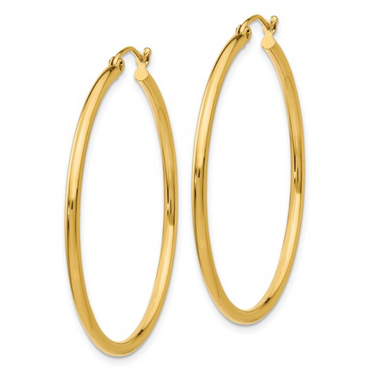 ReMARKable Designs Medium Hoop Earrings (No Stones) in 14 Karat Yellow Gold