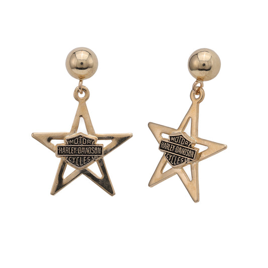 10K yellow gold star dangle earrings.