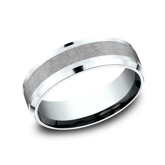Tantalum band with wire brush center finish.