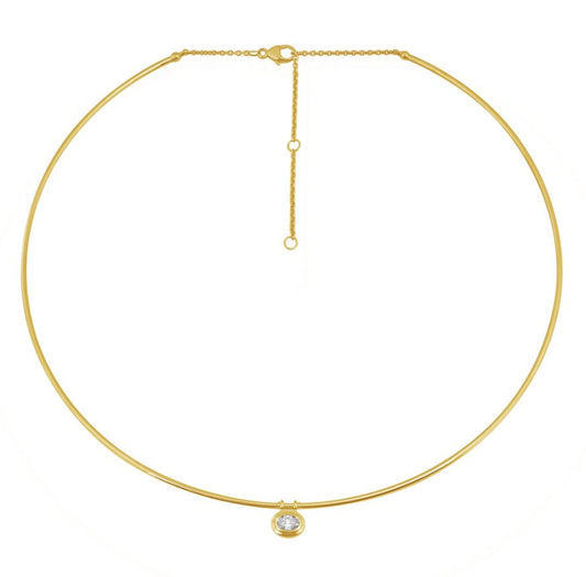 Natural Diamond Necklace in 14 Karat Yellow with 0.30ctw G SI1 Oval Diamond
