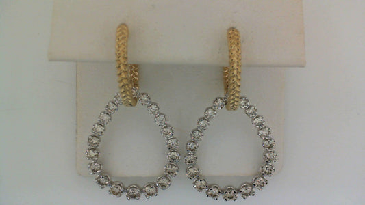 Diamond drop earrings, white-yellow gold.