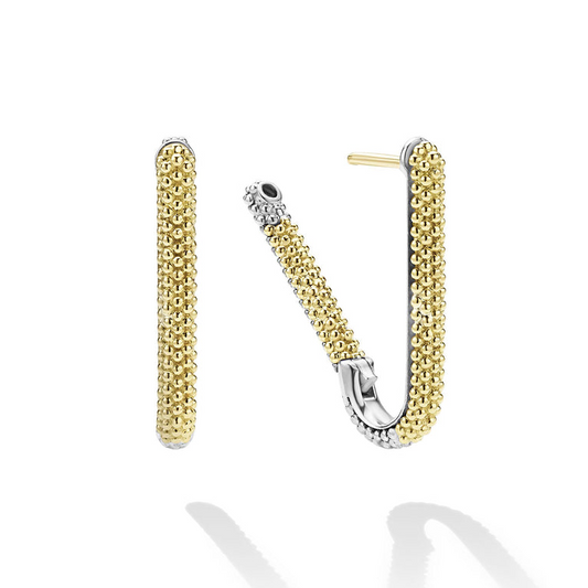 LAGOS Caviar Lux Collection Small Hoop Earrings (No Stones) in Sterling Silver 18 Karat White Yellow