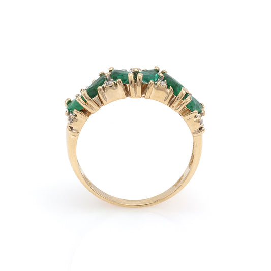 ReMarkable Estate Color Gemstone Band in 14 Karat Yellow Gold with 6 Marquise Emeralds 0.90ctw