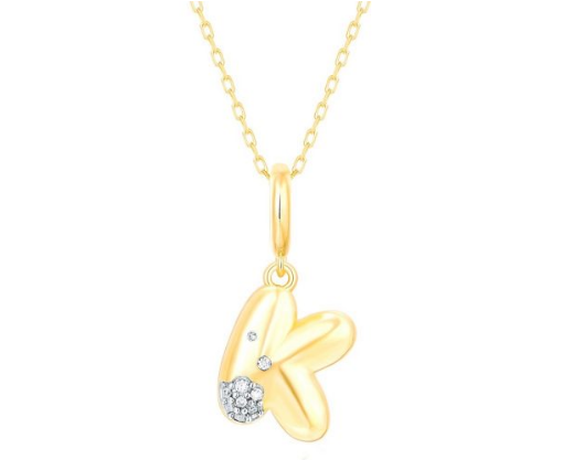 Gold necklace with diamond-accented "K" pendant.