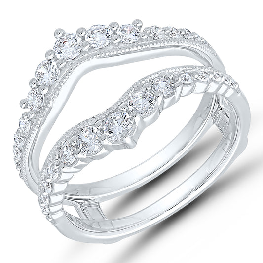 Natural Diamond Enhancer Ladies Wedding Band in 14 Karat White with 0.71ctw Round Diamonds