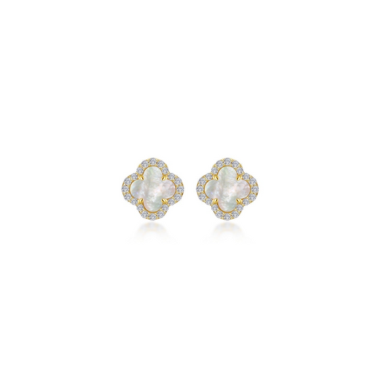 Lafonn Stud Simulated Diamond Earrings in Sterling Silver Yellow with Round Simulated Diamond 0.04ctw, Friction Back