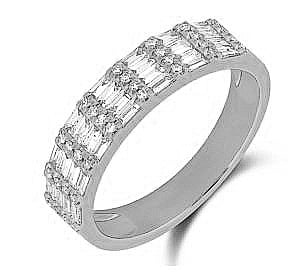 Venetti Natural Diamond Ladies Wedding Band in 14 Karat White Gold with 0.53ctw Baguette Diamonds, Clarity: SI1, Color: G/H