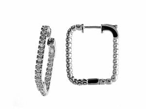 ReMARKable Designs Square Hoop Natural Diamond Earrings in 14 Karat White with 1.10ctw Round Diamonds