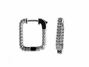 ReMARKable Designs Square Hoop Natural Diamond Earrings in 14 Karat White Gold with 0.53ctw Round Diamonds