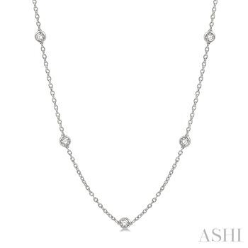 ReMARKable Designs Diamonds By The Yard Natural Diamond Necklace in 14 Karat White Gold with 1.00ctw Round Diamonds, Cable Link Chain, Lobster Claw Clasp