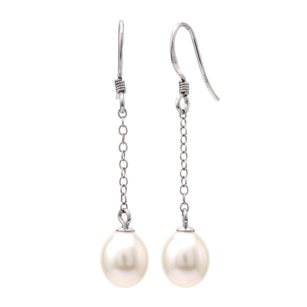 Sterling silver earrings with Akoya pearls.