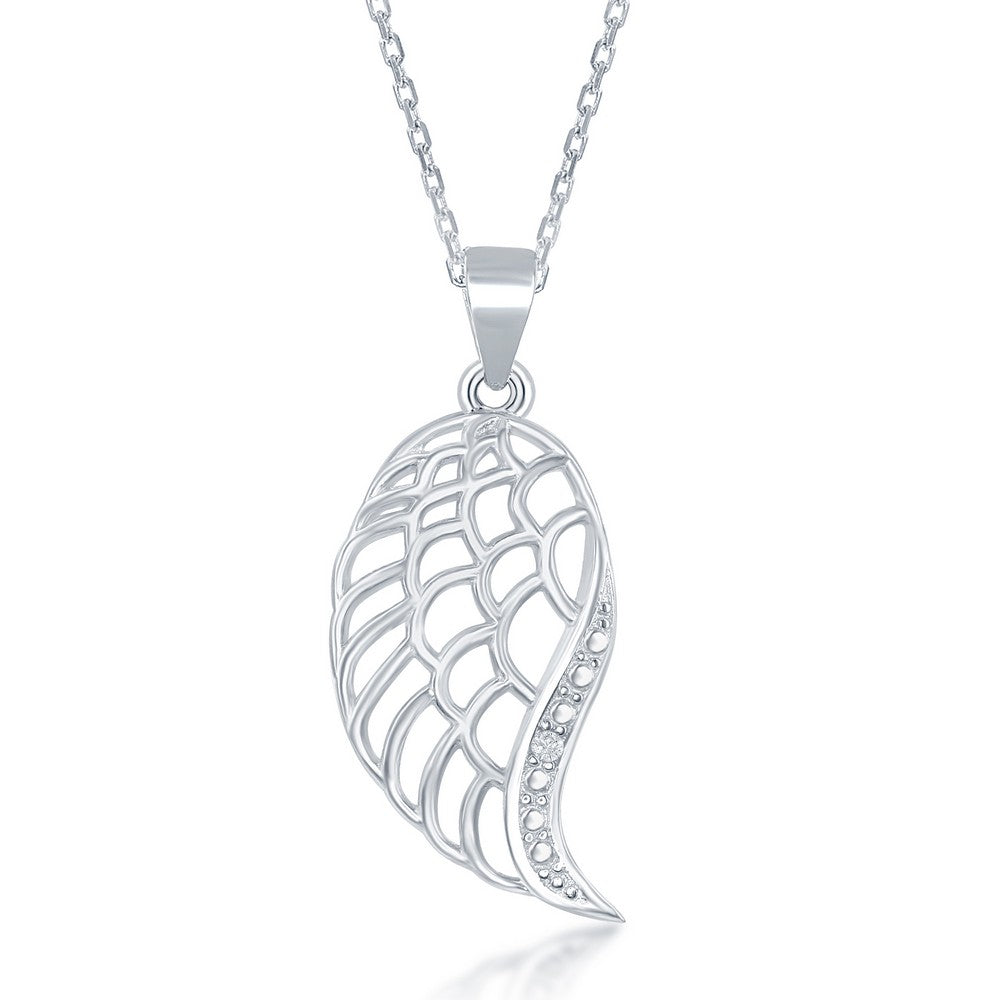Sterling silver necklace with diamond accents.