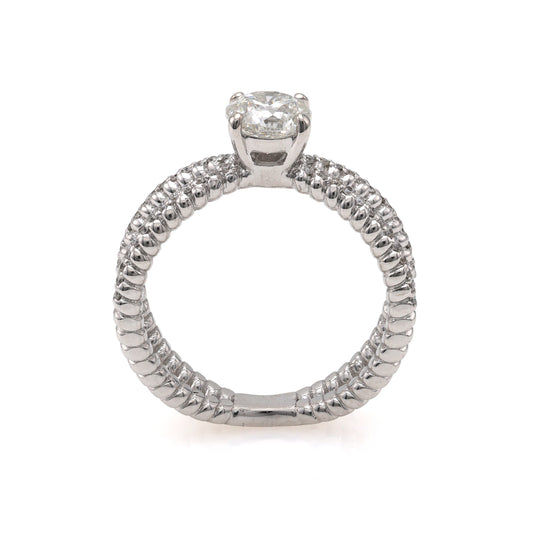 Marks Estate Department 2 Natural Diamond Earth Mined Complete Engagement Ring in 14 Karat White Gold with 1 Round Diamond, Color: J, Clarity: SI2, totaling 0.98ctw