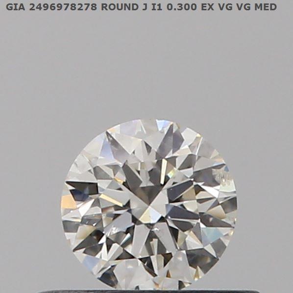 Round diamond, 0.30 carat, brilliant cut.