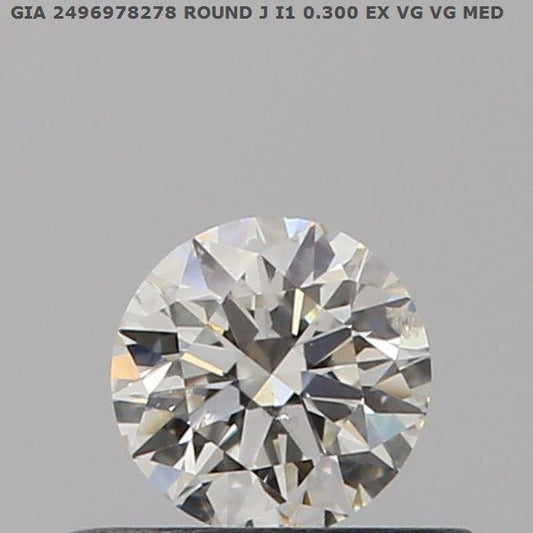 Round diamond, 0.30 carat, I1 clarity.