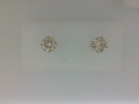 Natural Diamond Studs in 14 Karat White with 2.00ctw Round Diamonds