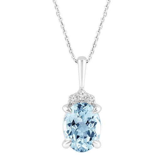 ReMARKable Designs Color Gemstone Necklace with 1 Marquise Blue Topaz 1.30ctw in 14 Karat White Gold