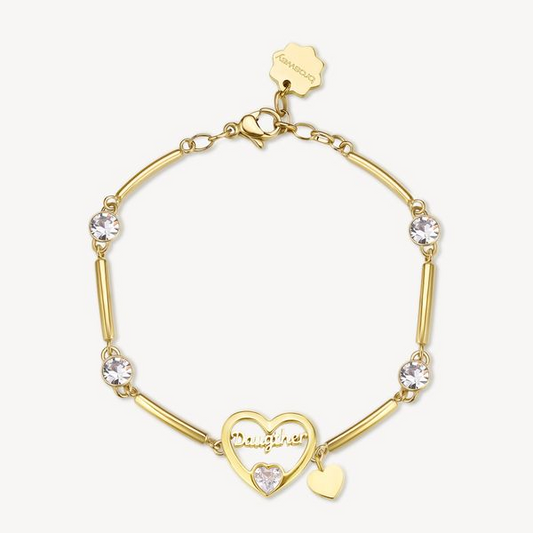 Brosway Italia Heart Simulated Diamond Ladies Bracelet in Yellow Stainless Steel with Lobster Claw Clasp