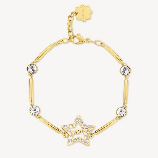 Brosway Italia Station Simulated Diamond Ladies Bracelet in Yellow Stainless Steel with Lobster Claw Clasp