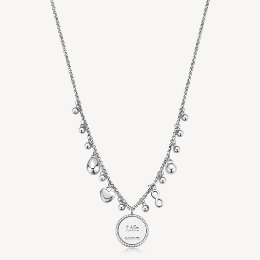 Yellow stainless steel necklace with simulated diamonds.