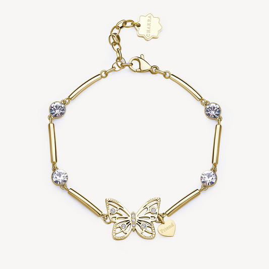 Brosway Italia Alternating Link Simulated Diamond Ladies Bracelet in Yellow Stainless Steel with Lobster Claw Clasp