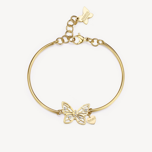 Brosway Italia Bangle Simulated Diamond Bracelet in Yellow Stainless Steel with Lobster Claw Clasp