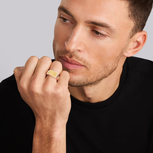 LAGOS Anthem Collection Men's Fashion Ring (No Gemstone) in Sterling Silver - 18 Karat White - Yellow 10MM